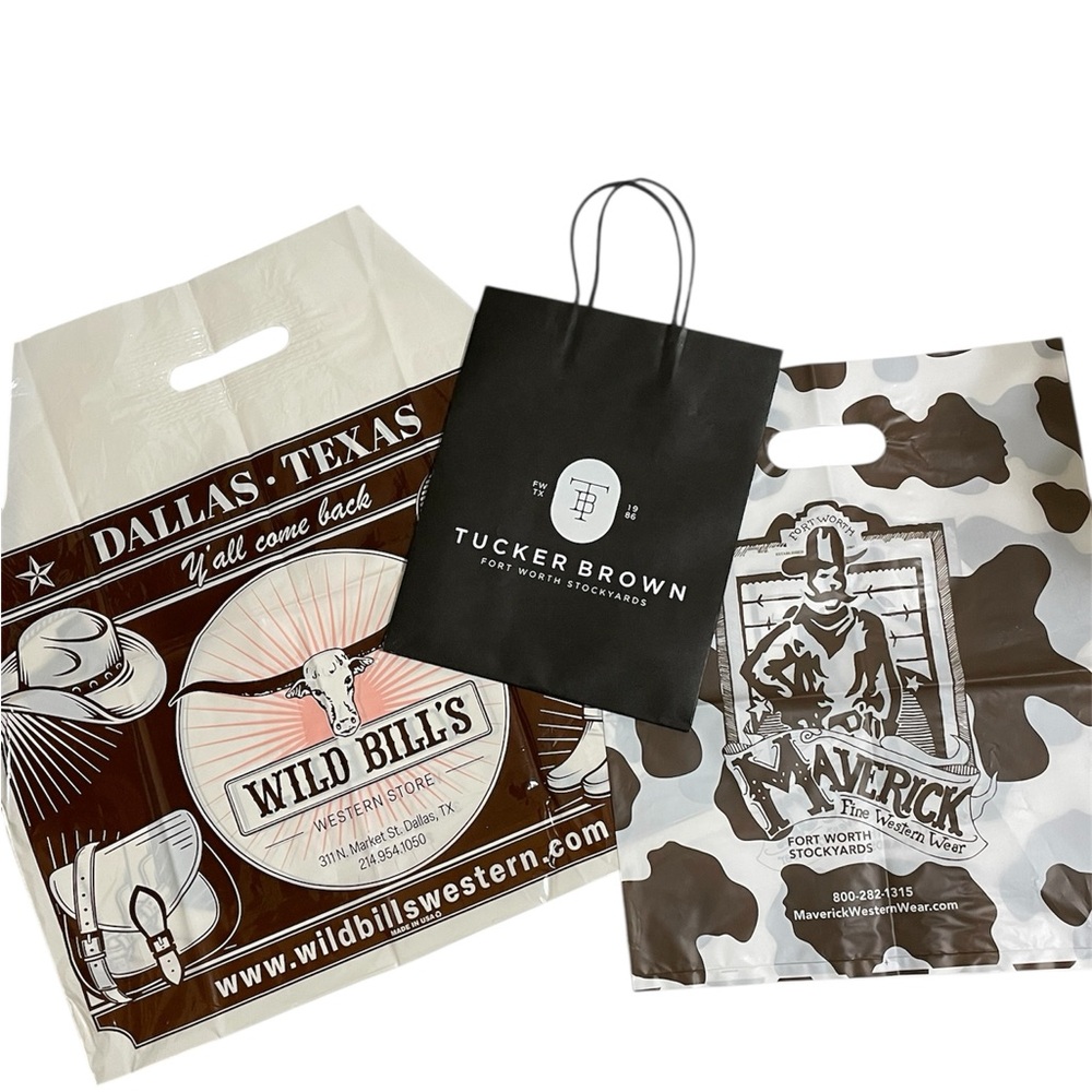 $5 or FREE w/ Purchase Set/3 Texas Brand Bags Tucker Brown Maverick & Wild Bills